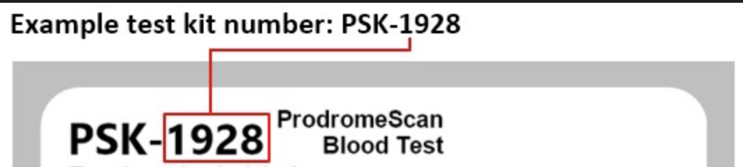 Example to find Prodrome Science kit number 